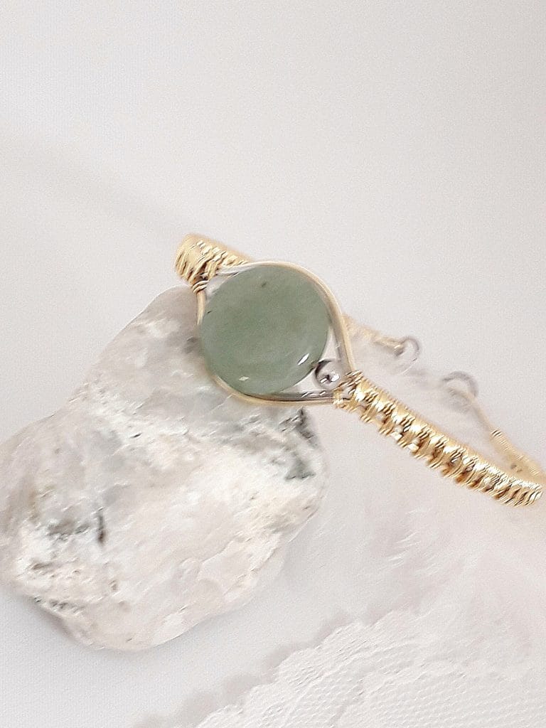 Bracelet Aventurine Laiton & Acier Inoxydable Le Monde en Cy