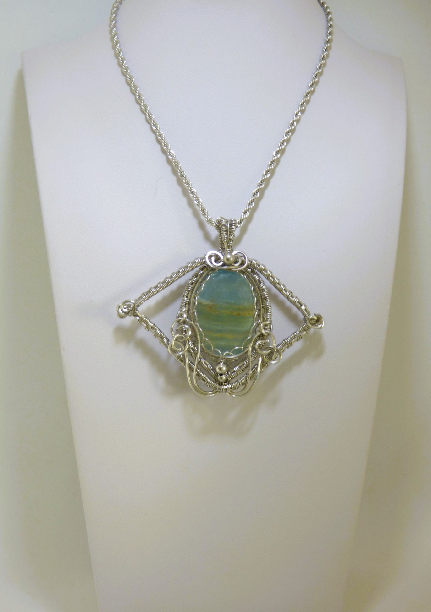 Pendentif Calcite Caraibes Wire Wrapping Acier Inoxydable – Image 16